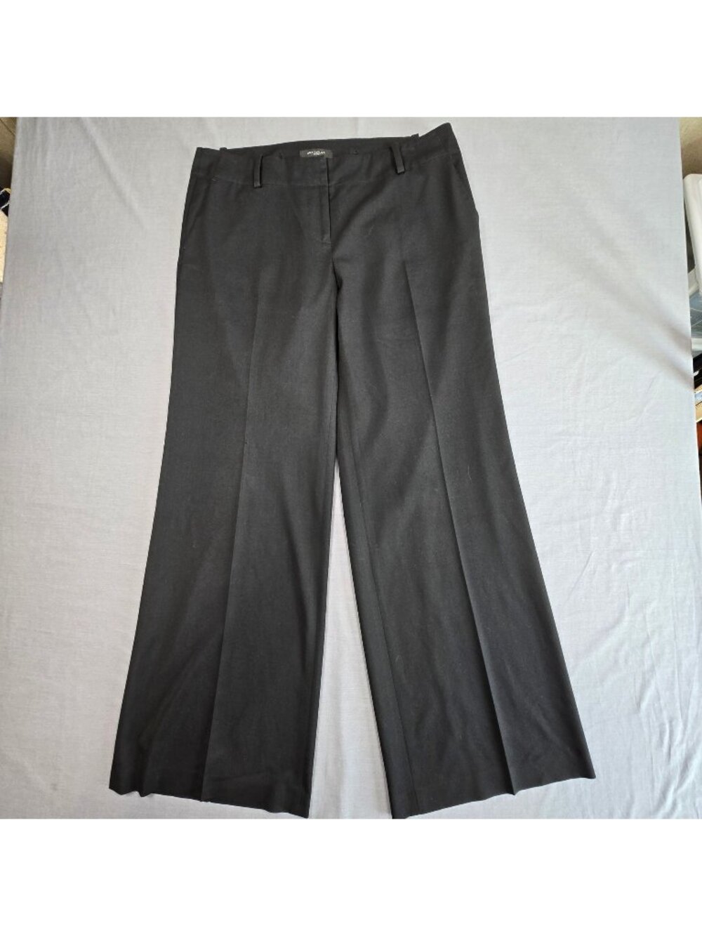 Ann Taylor Size 10 Trouser Dress Pants Black Career Wide Leg Flat Front